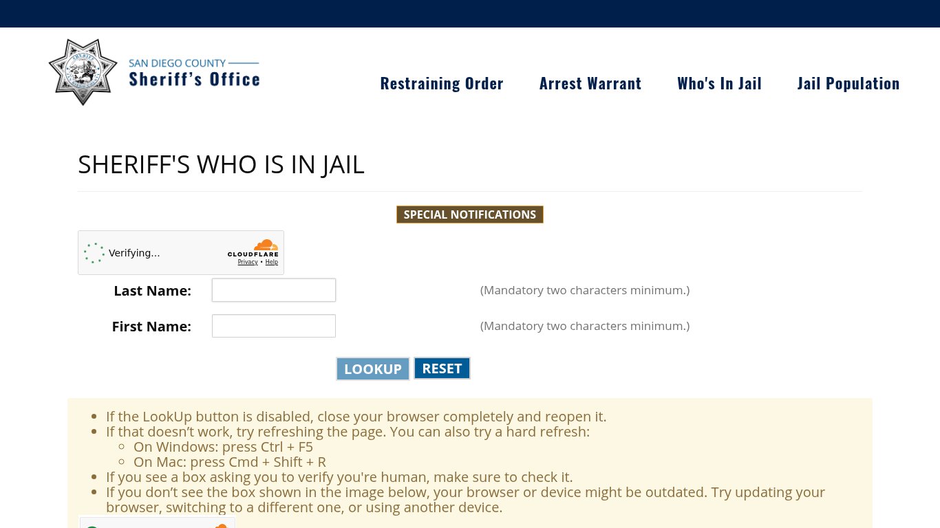 San Diego County Jail Inmate Locator