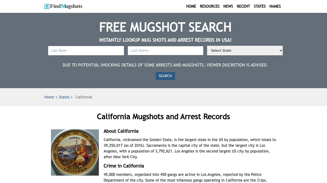Find California Mugshots - Find Mugshots