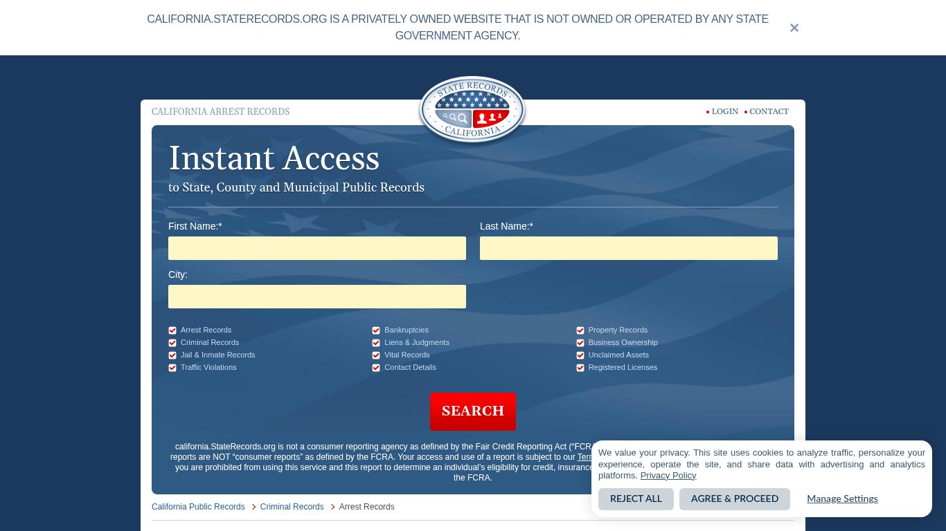 California Arrest Records | StateRecords.org