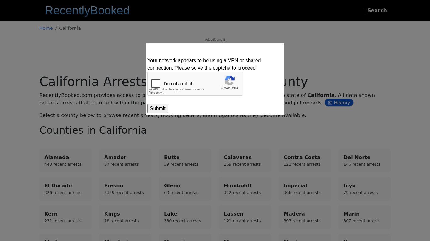 Recent bookings, Arrests, Mugshots in California - Recently Booked